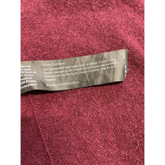 Eileen Fisher 100% Cashmere Cardigan L Burgundy Red Open Front Luxe Sweater - Picture 10 of 10